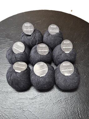 Filatura di Crosa Soft Wool Yarn Lot, 8×50g, Charcoal Merino Angora Italy